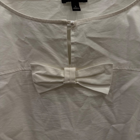 Talbots Womens White Bow Front Bell Sleeve Ruffle Blouse Top Large - Picture 2 of 7